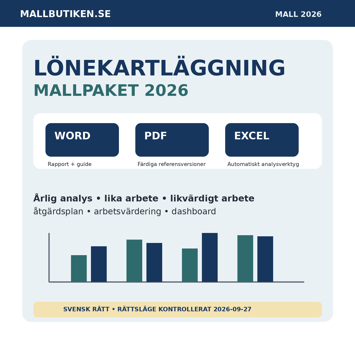 Lönekartläggning mallpaket 2026 Word PDF Excel