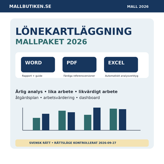 Lönekartläggning mallpaket 2026 Word PDF Excel