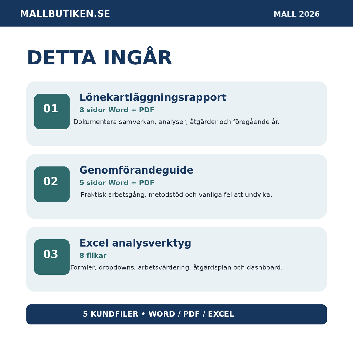Innehåll i mallpaket för lönekartläggning 2026