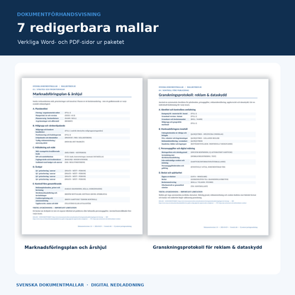 Förhandsvisning av marknadsföringsplan och reklam-/dataskyddsgranskning