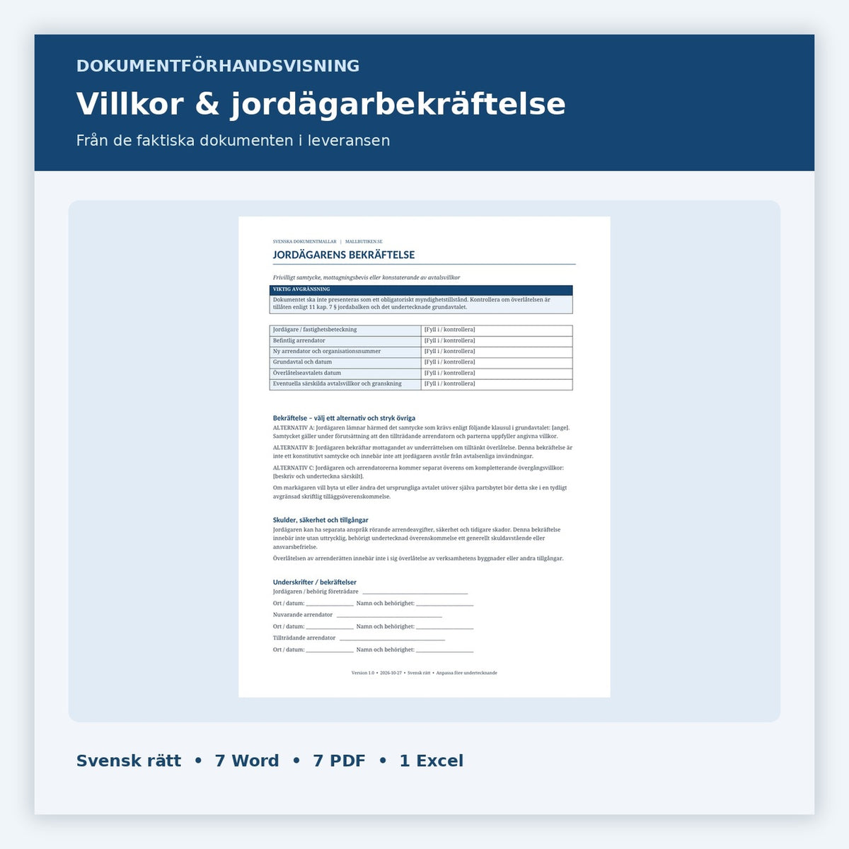 Dokumentförhandsvisning – jordägarbekräftelse och överlåtelsevillkor