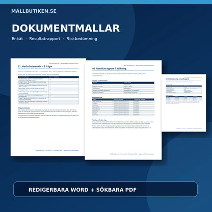 Förhandsvisning av medarbetarenkät och resultatrapport, riktiga Wordmallar