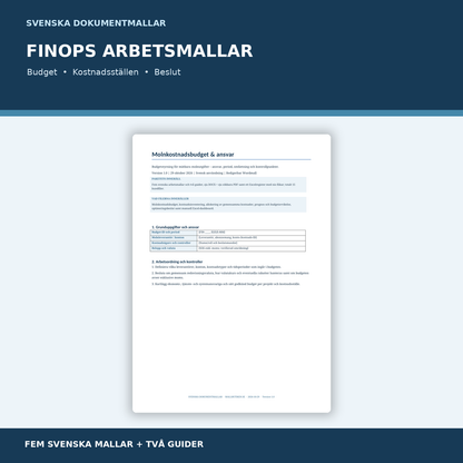 Fem svenska dokumentmallar för molnkostnadsbudget, FinOps-allokering, prognos och optimering
