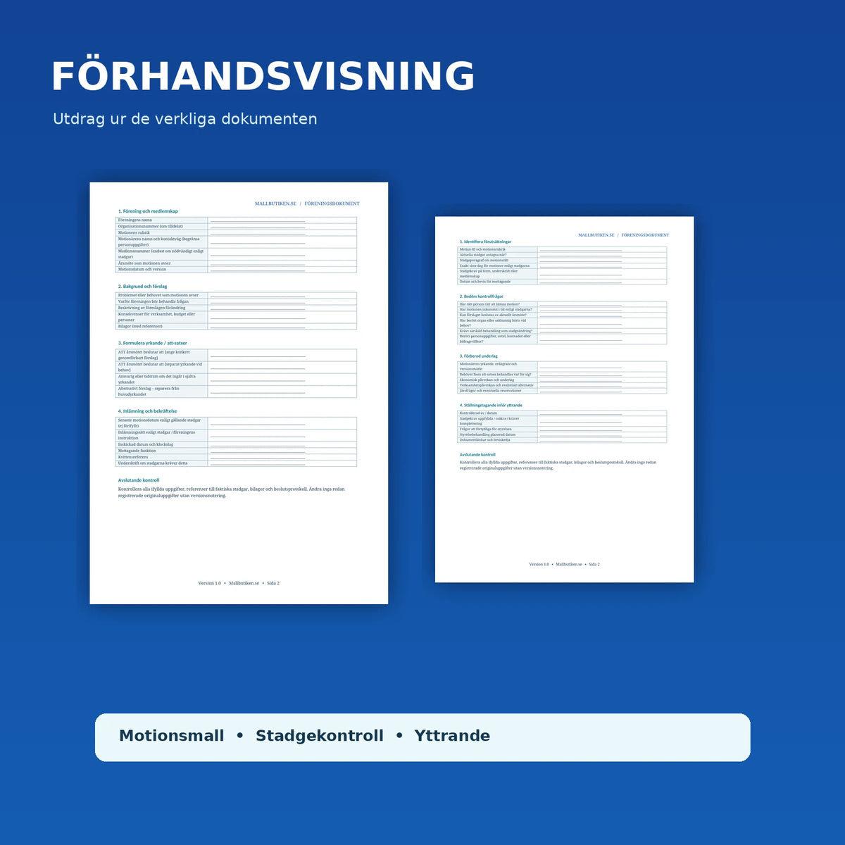 Motionsmall och styrelsens yttrande i autentisk PDF-förhandsvisning