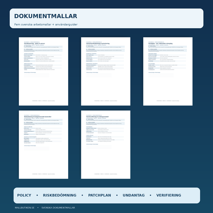 Förhandsvisningar av Word och PDF mallar för sårbarhetsbedömning och patchplan