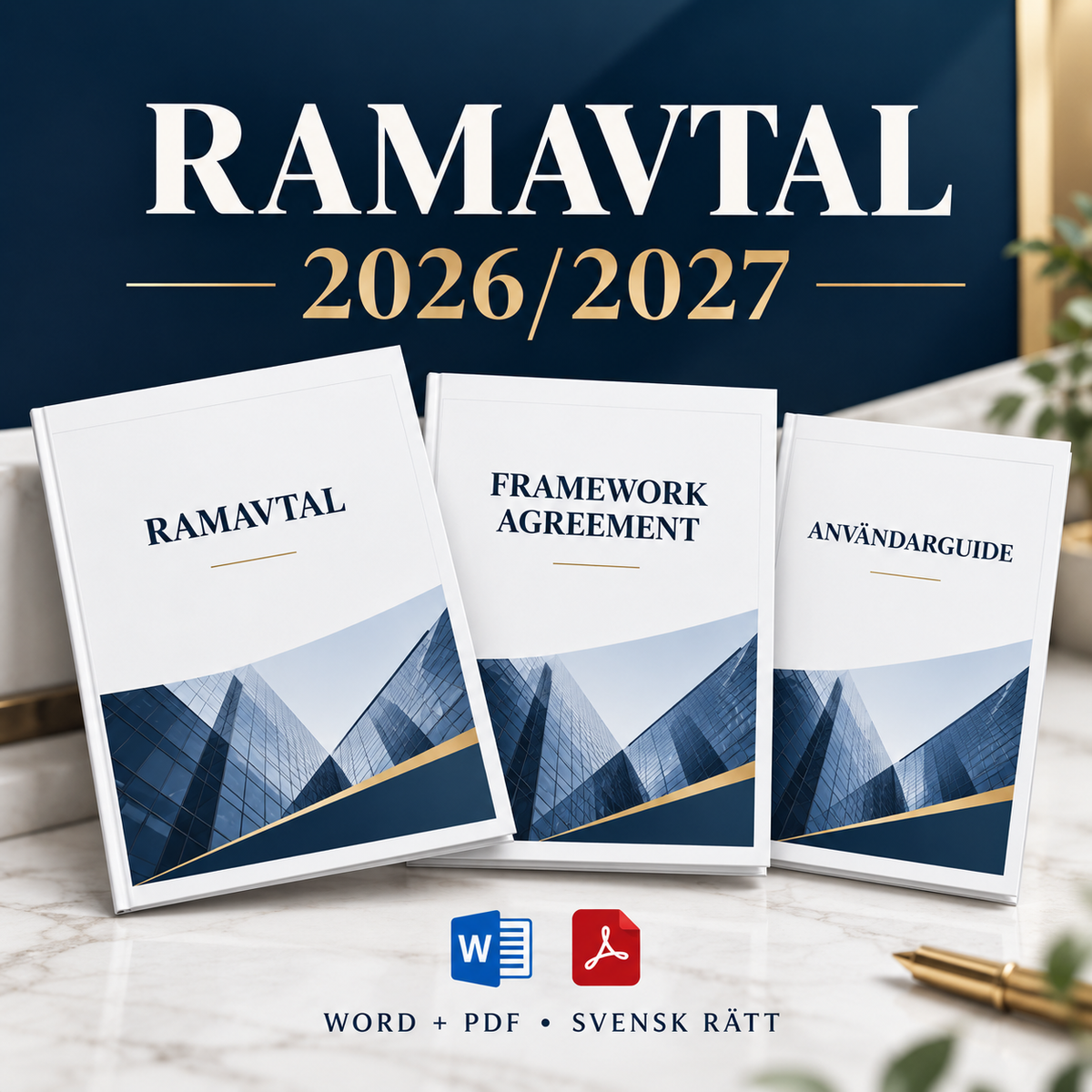 Ramavtal mallpaket 2026/2027 i Word och PDF enligt svensk rätt