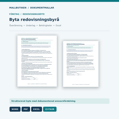 Byta redovisningsbyrå och överlämningsplan – dokumentmallar i Word, PDF och Excel
