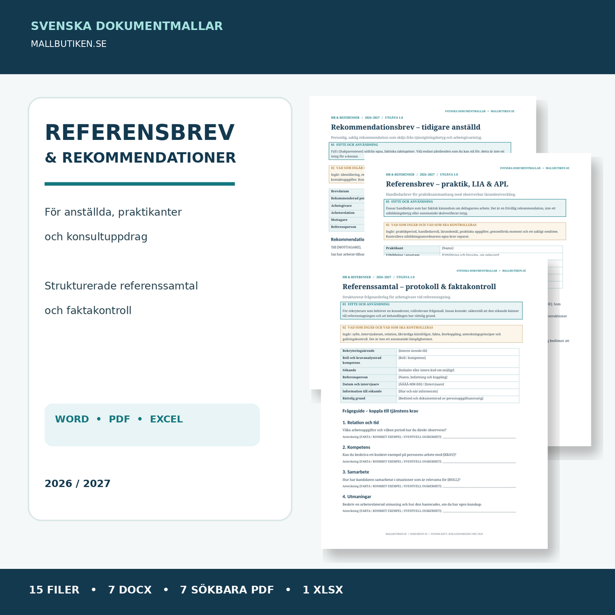 Referensbrev och rekommendationsbrev mall 2027 med verkliga Word- och PDF-filer