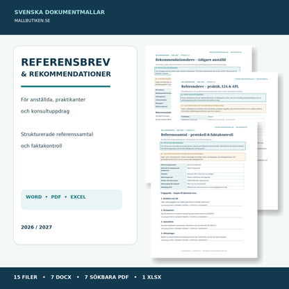 Referensbrev och rekommendationsbrev mall 2027 med verkliga Word- och PDF-filer