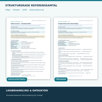 Referenstagningsmall med kompetensbaserade frågor och samtalsprotokoll i Word och PDF