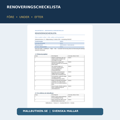 Renoveringschecklista 2026/2027 – hero och dokumentmall Word PDF