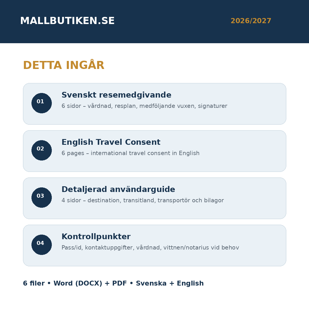 Resemedgivande barn 2026/2027 innehåll svenska engelska och användarguide