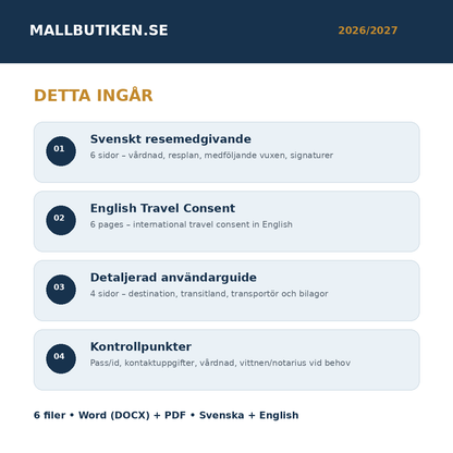 Resemedgivande barn 2026/2027 innehåll svenska engelska och användarguide