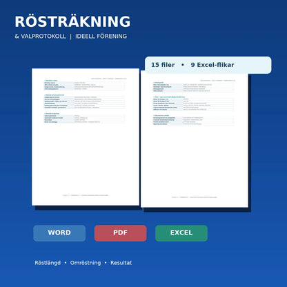 Rösträkning och valprotokoll ideell förening – autentiska mallar för röstlängd, röstresultat och Excel