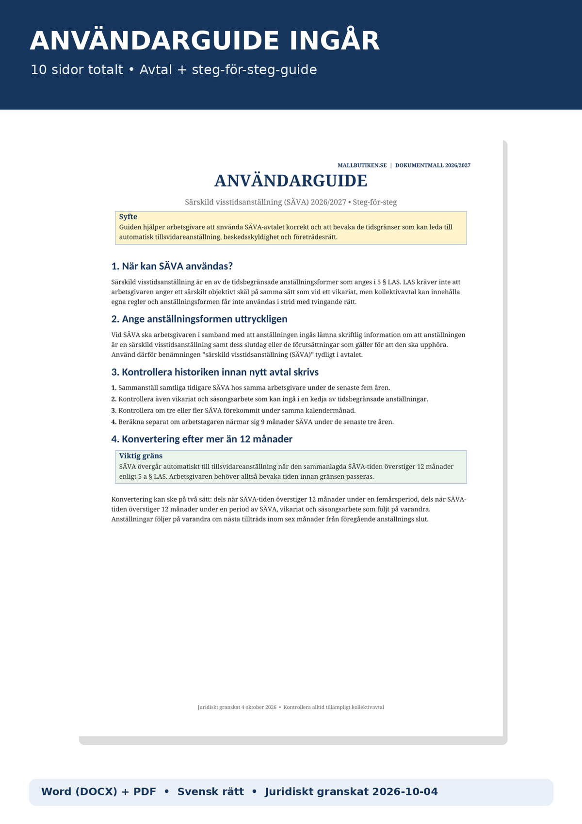 Användarguide SÄVA 2026/2027 särskild visstidsanställning