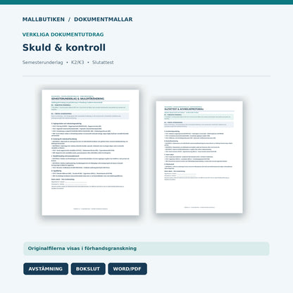 Semesterlöneskuld bokslutsbilaga protokoll och ansvarskontroll Word PDF