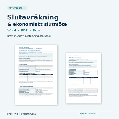 Slutavräkning entreprenad 2026/2027 med förhandsvisning av två verkliga Word- och PDF-dokument