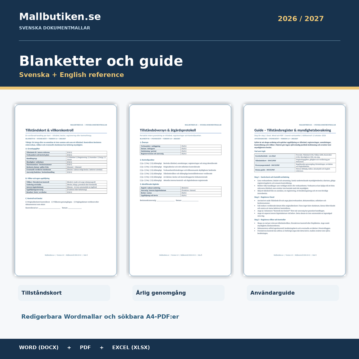 Tillståndskort, årlig tillståndsöversyn och användarguide Word PDF