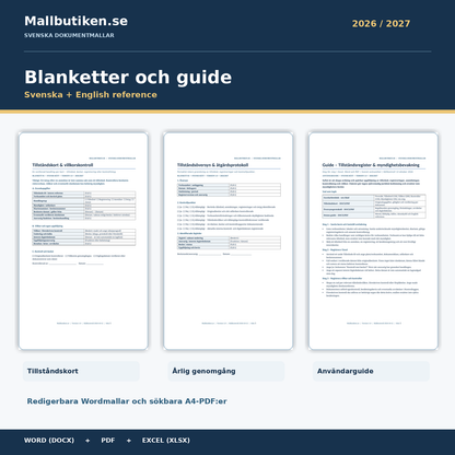 Tillståndskort, årlig tillståndsöversyn och användarguide Word PDF