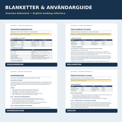 Blankett för transportskada och fraktreklamationsbrev med användarguide Word PDF