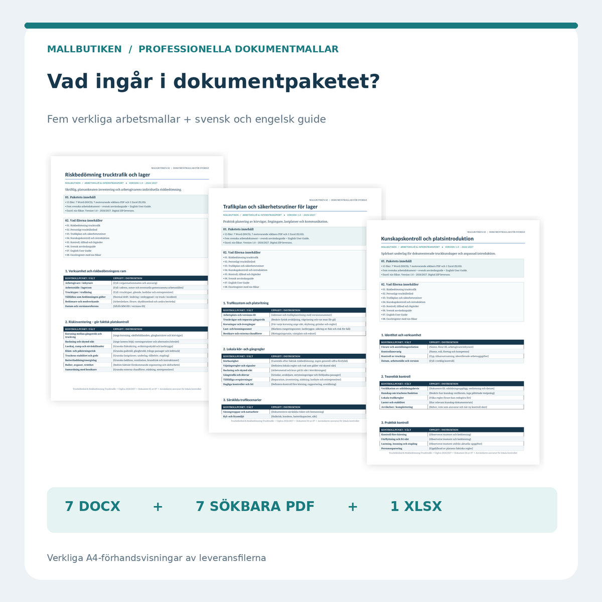Verkliga PDF-förhandsvisningar av trucktillstånd trafikplan kunskapskontroll och riskanalys