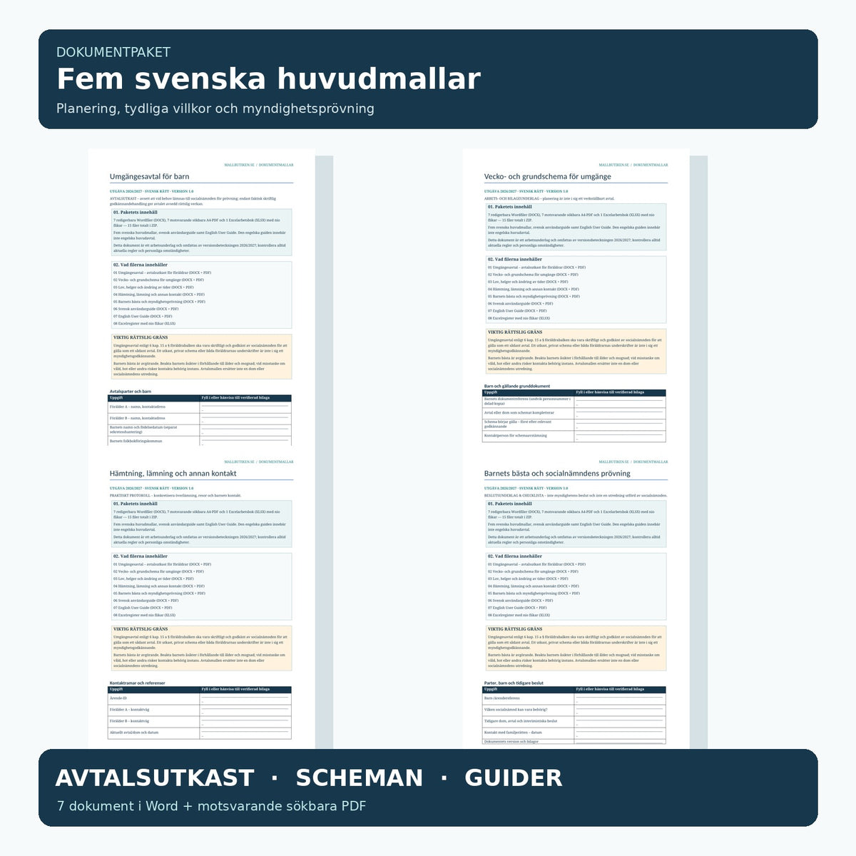 Umgängesavtal och umgängesschema – verkliga förhandsvisningar av avtal scheman hämtning och socialnämndskontroll