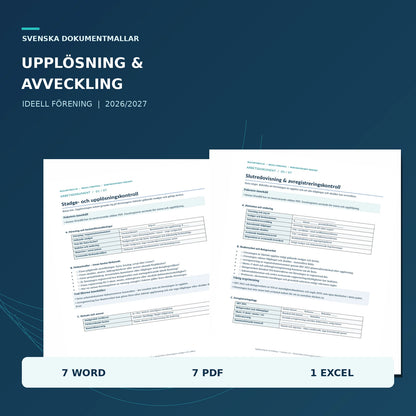 Upplösning och avveckling av ideell förening – mallpaket med Word, PDF och Excel