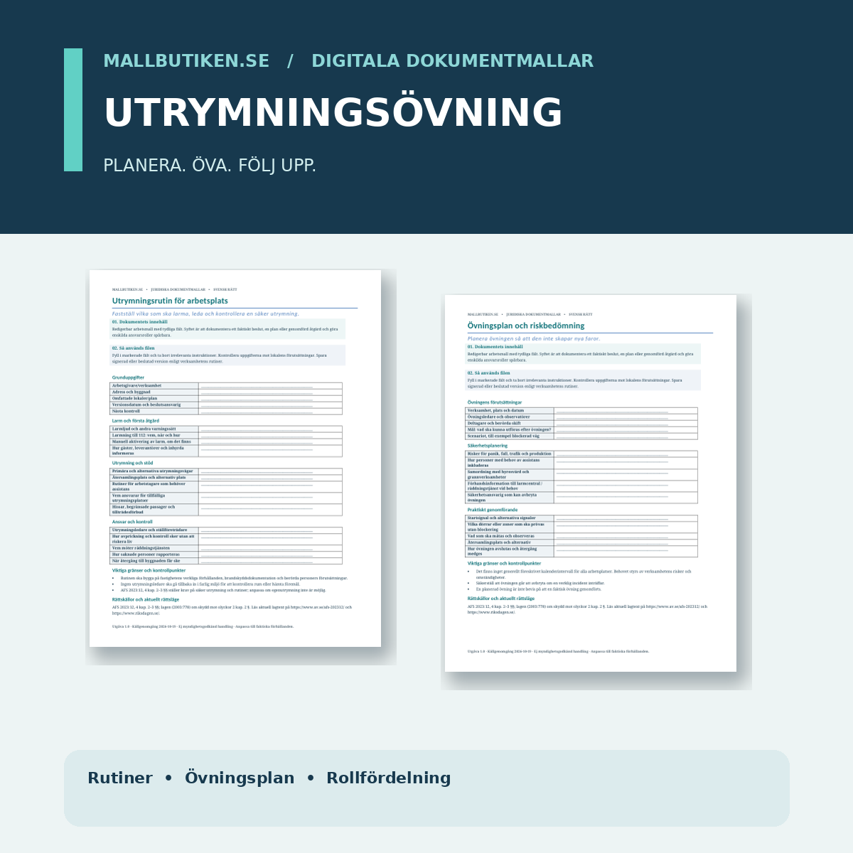 Utrymningsövning Word PDF Excel 2027 – utrymningsrutiner och övningsplan
