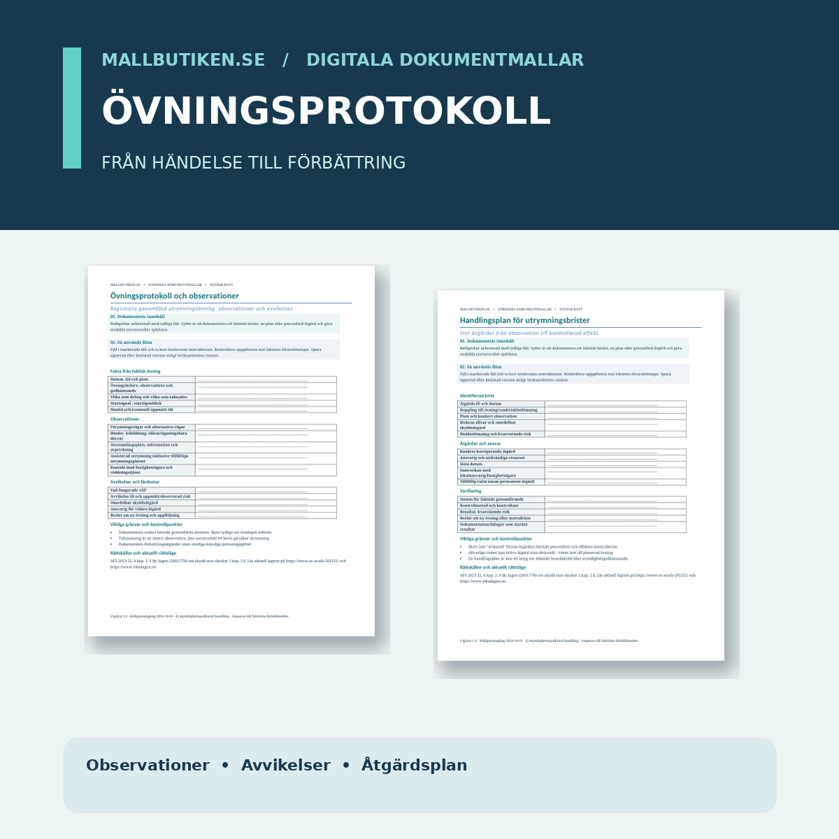 Utrymningsövning protokoll och handlingsplan 2027 – Word PDF