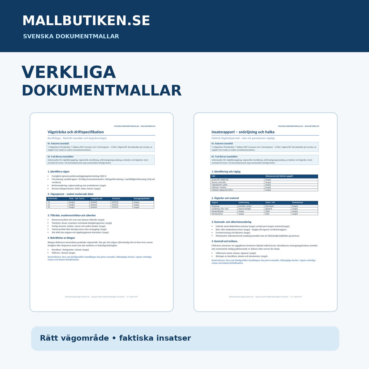 Verkliga dokumentförhandsvisningar av vägsträcka och plogningsrapport