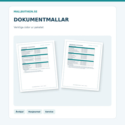 Villans årshjul, husjournal och byggnadsdelsregister – autentiska PDF-mallar